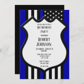 細い青い線の引退 招待状 (正面/裏面)