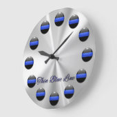 細い青い線の数字 ラージ壁時計 (傾斜)