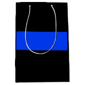 細い青い線の法執行メディア抱き枕 ミディアムペーパーバッグ (正面)