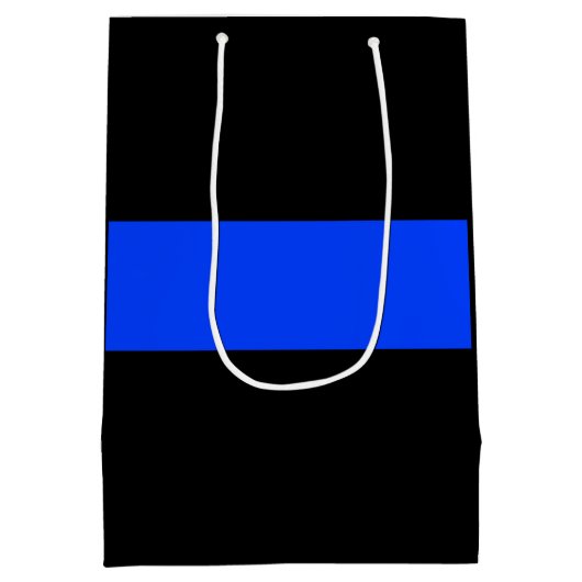 細い青い線の法執行メディア抱き枕 ミディアムペーパーバッグ (裏面)