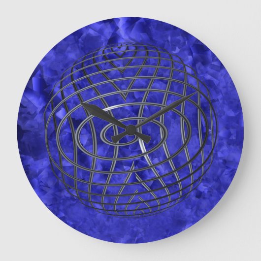 細い青い線の線儀 ラージ壁時計 (正面)