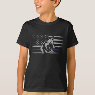 細い青い線の警察ベルギーのマリノイドッグ Tシャツ