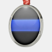 細い青い線ボタ白熱［赤熱］光を放つン メタルオーナメント (左)