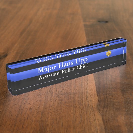 細い青い線 – クラス専攻のタランク デスクネームプレート (側面)