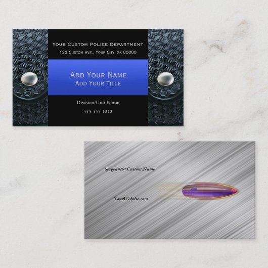 細い青い線 – ベルトキーパーと行頭文字 名刺 (正面/裏面)