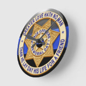 細い青い線 ラウンド壁時計 (傾斜)