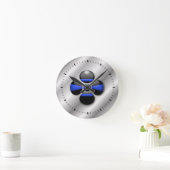 細い青い線 ラウンド壁時計 (ホーム)