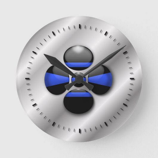 細い青い線 ラウンド壁時計 (正面)