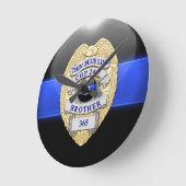 細い青い線 ラウンド壁時計 (傾斜)