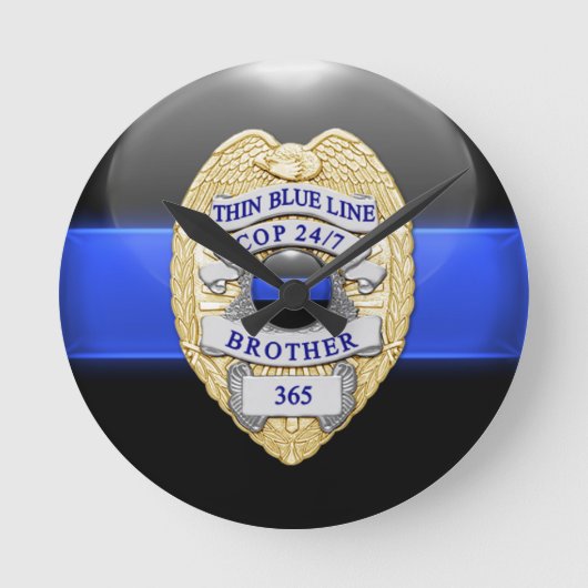 細い青い線 ラウンド壁時計 (正面)