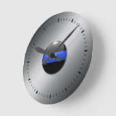 細い青い線 ラウンド壁時計 (傾斜)