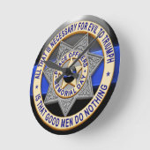 細い青い線 ラウンド壁時計 (傾斜)