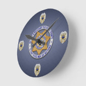 細い青い線 ラウンド壁時計 (傾斜)