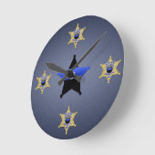 細い青い線 ラウンド壁時計 (傾斜)