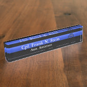 細い青い線 – 企業のストライプランク デスクネームプレート (側面)