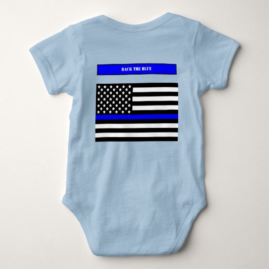 [細い青い線] SVG青い警察官の背後 ベビーボディスーツ (裏面)