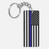 細い青の線のフラグ キーホルダー (正面左)