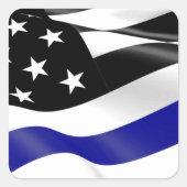 細い青の線のフラグ スクエアシール (正面)