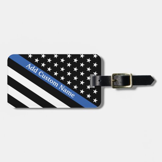 細い青の線のフラグ ラゲッジタグ (正面横)