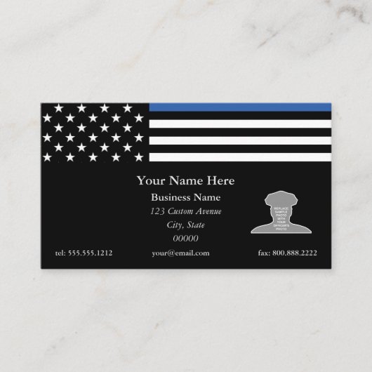 細い青の線のフラグ 名刺 (正面)