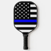 細い青の線フラグ(統一された州) ピックルボールラケット (正面)