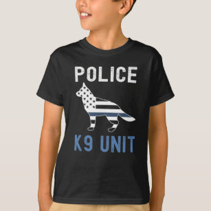 細い青線K9ドイツのシェパード警察K9部隊 Tシャツ