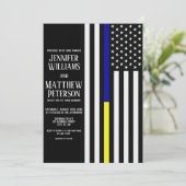 細い青/黄色の線フラ結婚グ 招待状 (スタンド正面)