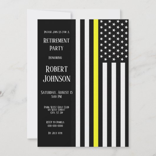 細い黄色い線の退職 招待状 (正面)