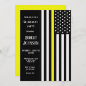 細い黄色い線の退職 招待状 (正面/裏面)