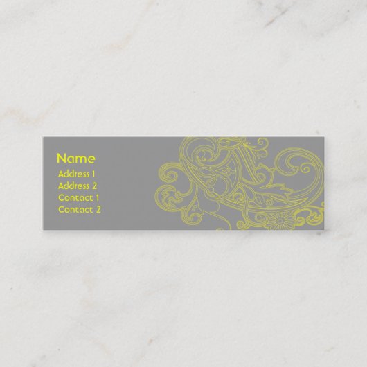 細い黄色い花パターン- スキニー名刺 (正面)