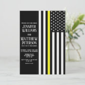 細い黄色の線のディスパッチャフ結婚ラグ 招待状 (スタンド正面)