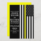 細い黄色の線のディスパッチャフ結婚ラグ 招待状 (正面/裏面)