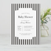 細い黒と白の垂直キャンディストライプ 招待状 (スタンド正面)