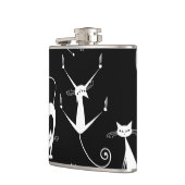 細お洒落い白猫の柄 フラスク (左)