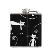 細お洒落い白猫の柄 フラスク (裏面)