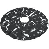 細お洒落い白猫の柄 ブラッシュドポリエステルツリースカート (アングル)