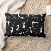 細お洒落い白猫の柄 ランバークッション (ブランケット)