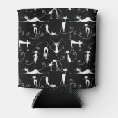 細お洒落い白猫の柄 缶クーラー (正面)