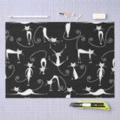 細お洒落い白猫の柄 薄葉紙 (クラフト)