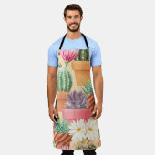 細かい吸汁性とサボテンのシームレスなパターン。 エプロン (着用した状態)