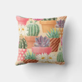 細かい吸汁性とサボテンのシームレスなパターン。 クッション (裏面)