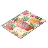 細かい吸汁性とサボテンのシームレスなパターン。 ノートブック (左側)