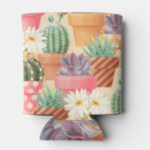 細かい吸汁性とサボテンのシームレスなパターン。 缶クーラー (裏面)