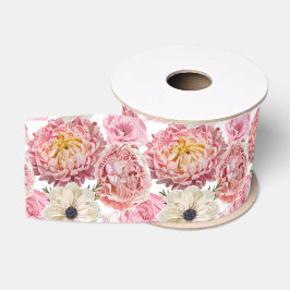 細かい手描きの花のシームレスなパターン。 グログランリボン