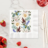 細かい手描きの花のシームレスなパターン。 縁ありランチョンナプキン (インサイチュ)