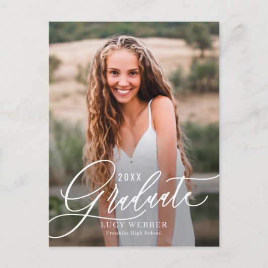 細かく書かれた卒業発表葉書 ポストカード (正面)