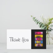 細くしますカード-ピンク及び黄色いマクロ花をありがとう サンキューカード (スタンド正面)