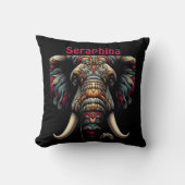 細カラフルかい模様の象アート クッション (正面)