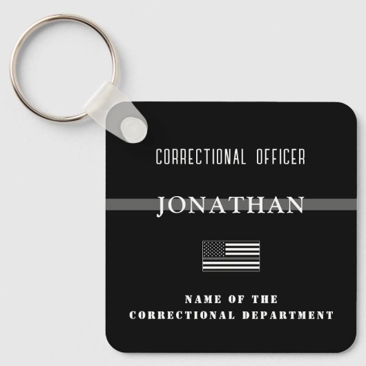 細パーソナライズされた銀線矯正官 キーホルダー (正面)