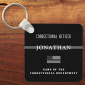 細パーソナライズされた銀線矯正官 キーホルダー (正面)